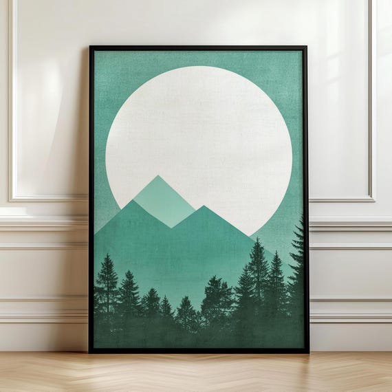 Mountain Sun Wall Hanging Masculine Wall Art Art Alpha Male Guy Apartment Decor Over Bed Wall Art