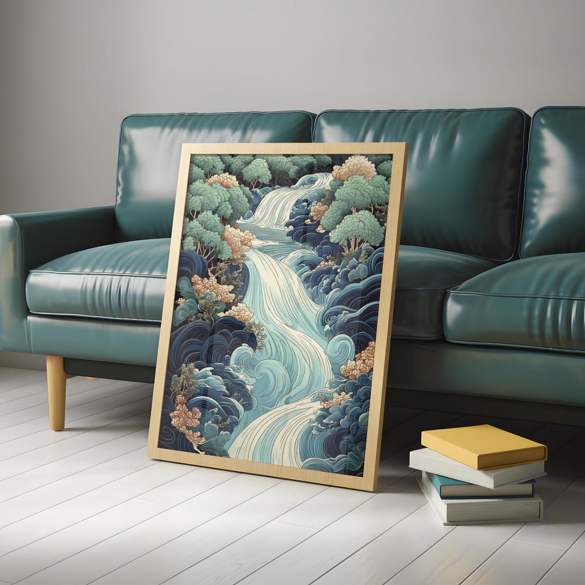 Japanese Ikigai Ukiyo E Print Waterfall Painting Poster Masculine Wall Hanging Art Traditional Japanese Artwork - Image 4
