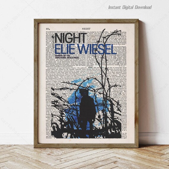 Elie Wiesel Night Nobel Prize Book Art With Night Forest Silhouette Poster