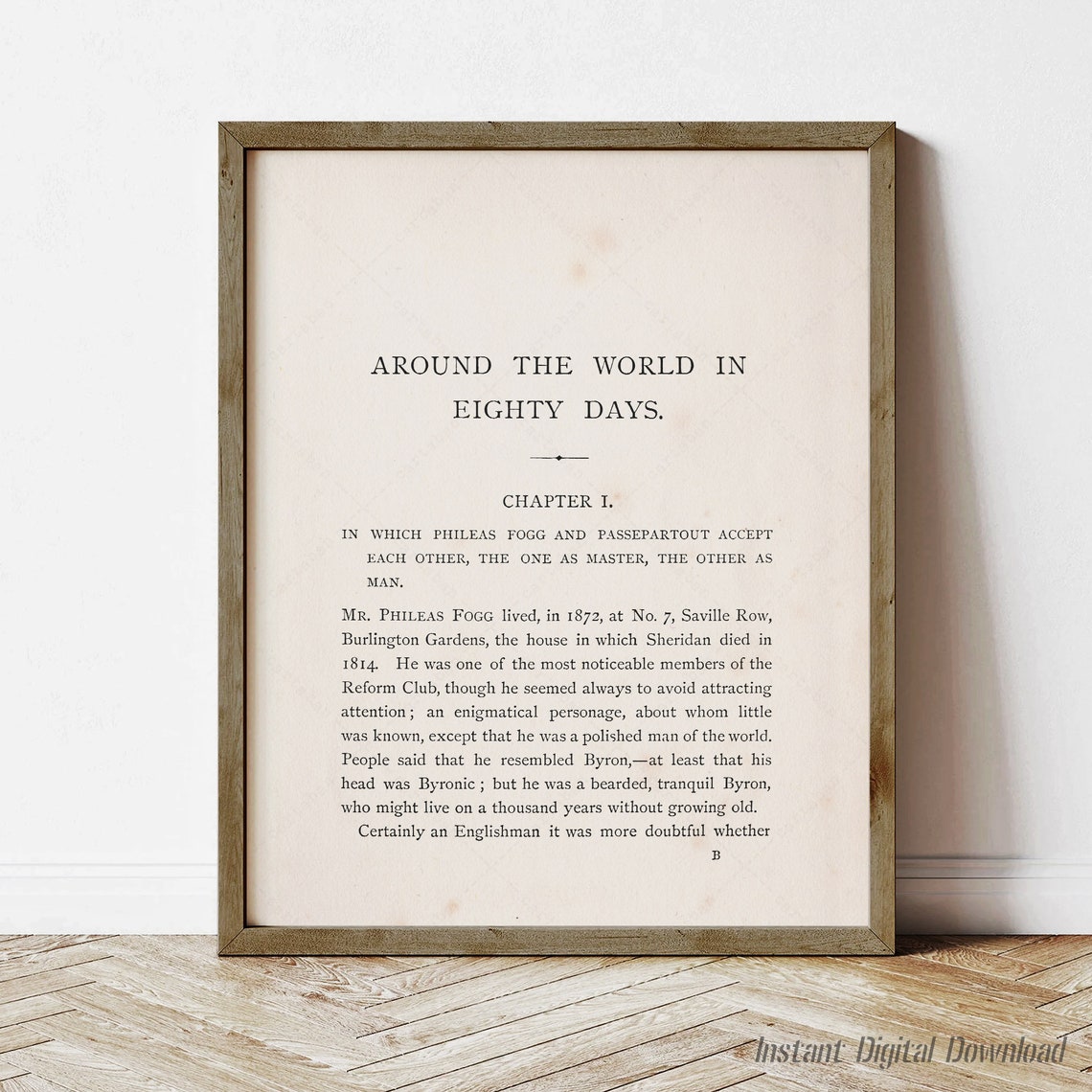 Jules Verne Around The World In Eighty Days Chapter One Page Print