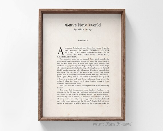 Aldous Huxley Brave New World Chapter One First Page Vintage Poster