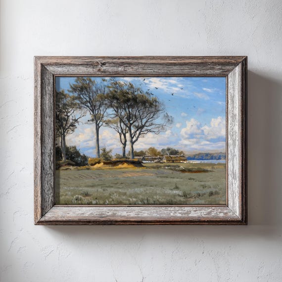 Summer Countryside Landscape Print Bright Sky Fine Art Wall Decor