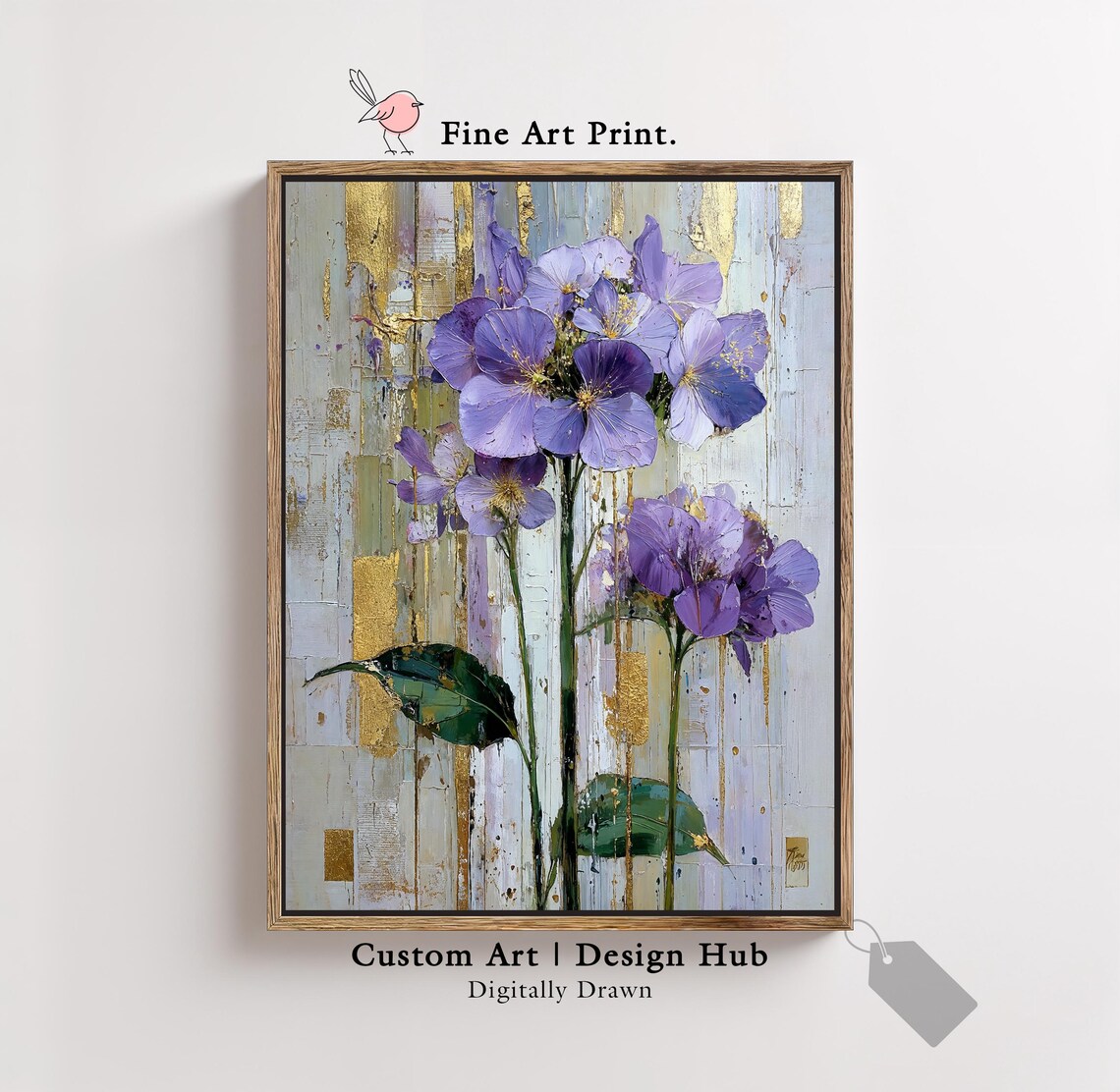 Purple Floral Art Print, Modern Botanical Decor
