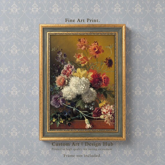 Vintage Floral Bouquet Still Life Painting Colorful Flowers Classic Wall Poster