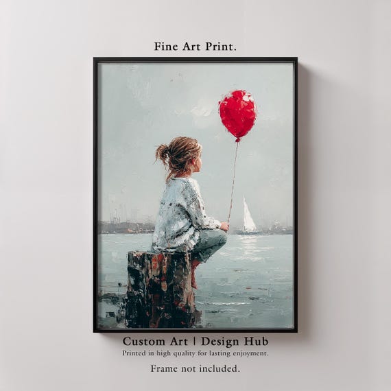 Girl With Red Balloon Impressionist Art Print