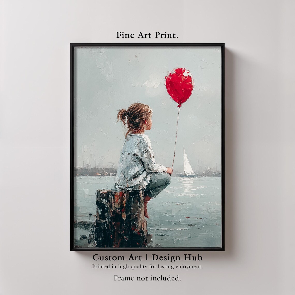 Girl With Red Balloon Impressionist Art Print
