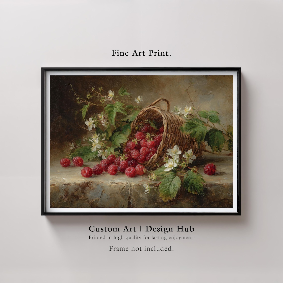 Raspberry Still Life Vintage Kitchen Art Print