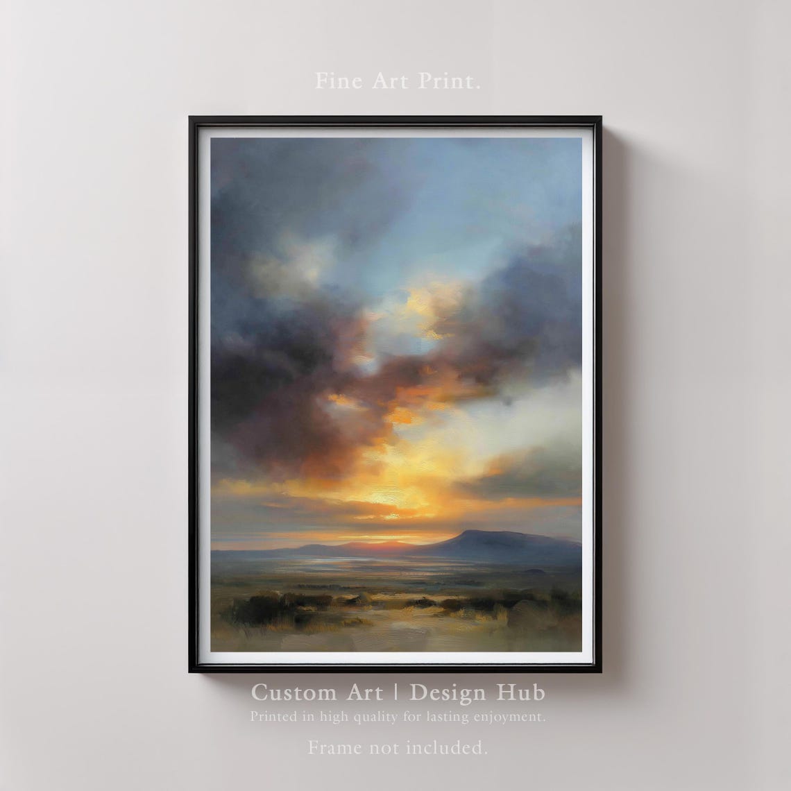 Dramatic Golden Sunset Cloudscape Oil Painting Fine Art Wall Print