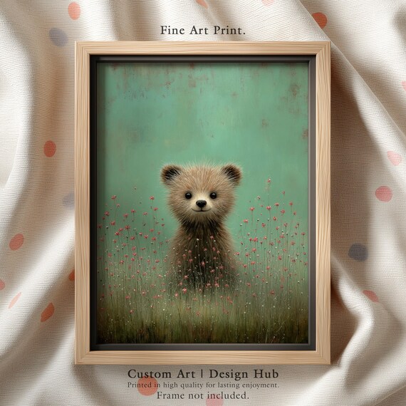 Bear Nursery Art Print Whimsical Baby Animal Illustration