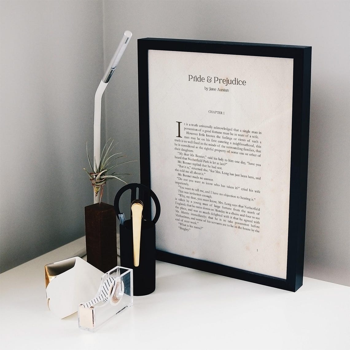 Jane Austen Pride And Prejudice Chapter One First Page Art Print - Image 2