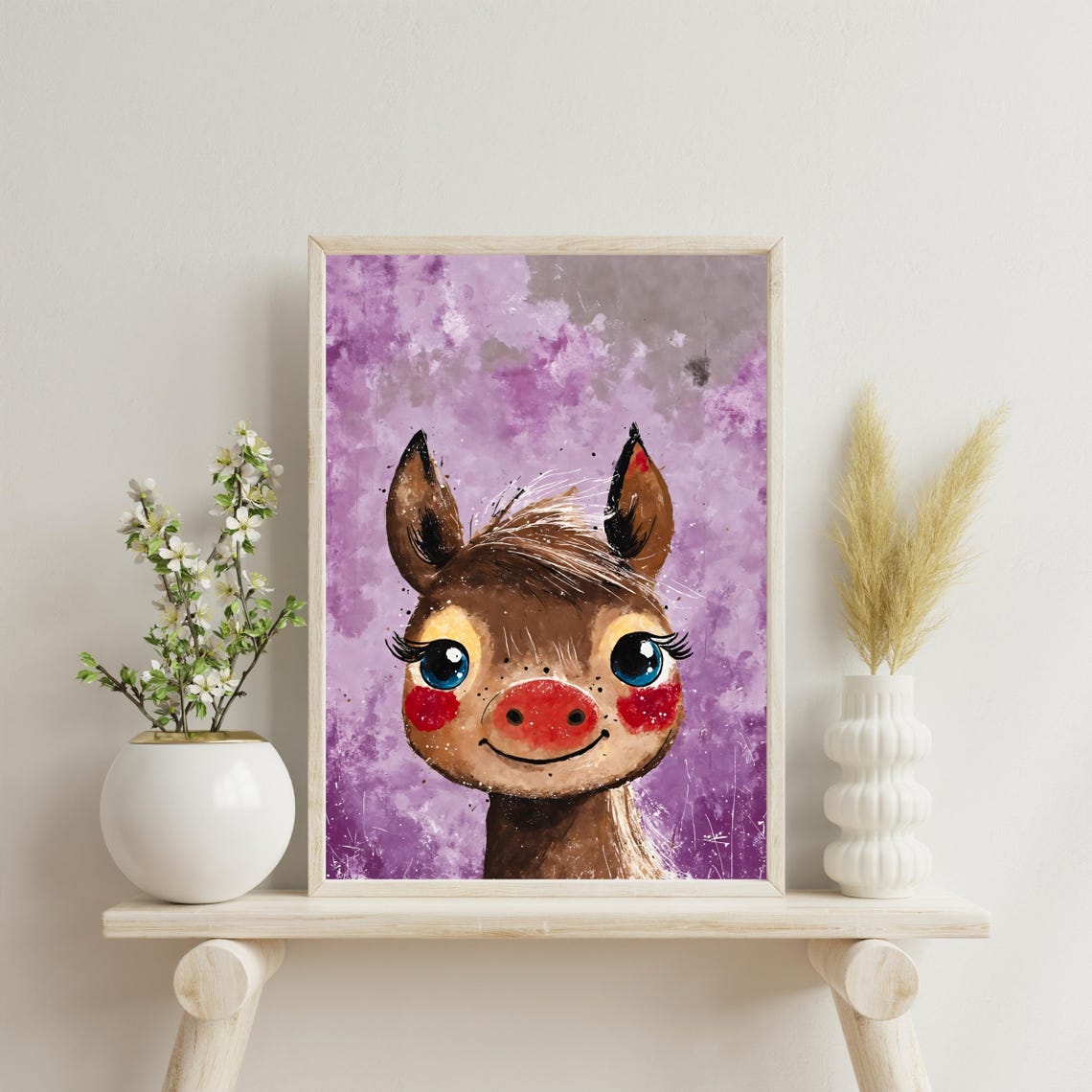 Cute Pony Painting Art Print Blushing Baby Horse Portrait Farm Animal Art Kids Room Decor Nursery Wall Art Horse Lover Gift 8x10 24x36 - Image 3