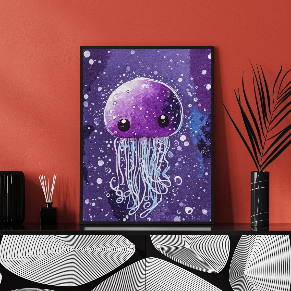 Purple Jellyfish Framed Art Print Girls Room Decor Lavender Ocean Animal Wall Art Nursery Art Unique Baby Gift Watercolor Sea Life - Image 3