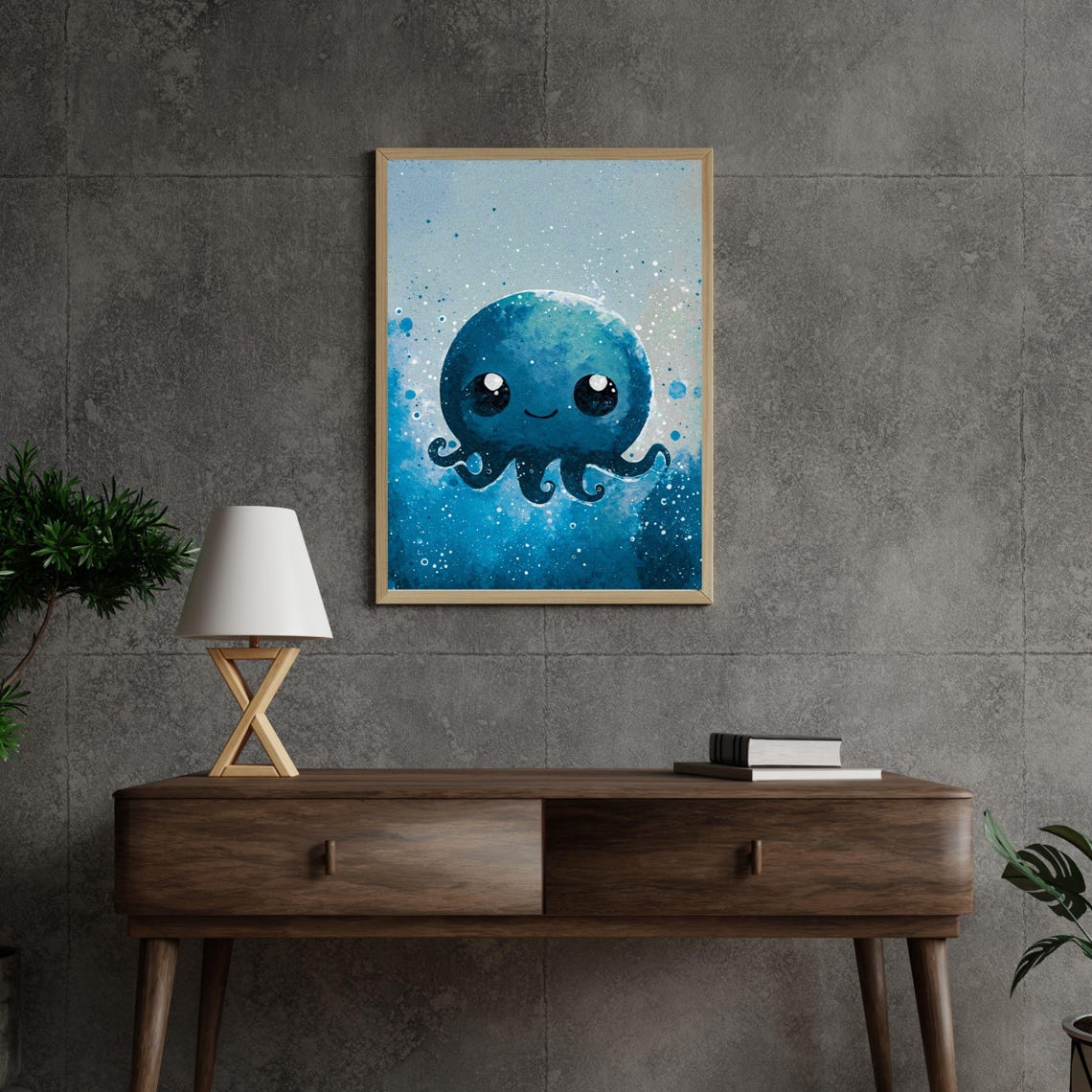 Cute Octopus Art Print Kids Room Decor Blue Ocean Animal Wall Art Nursery Art Baby Shower Gift Under The Sea Decor Coastal Sea Life - Image 3