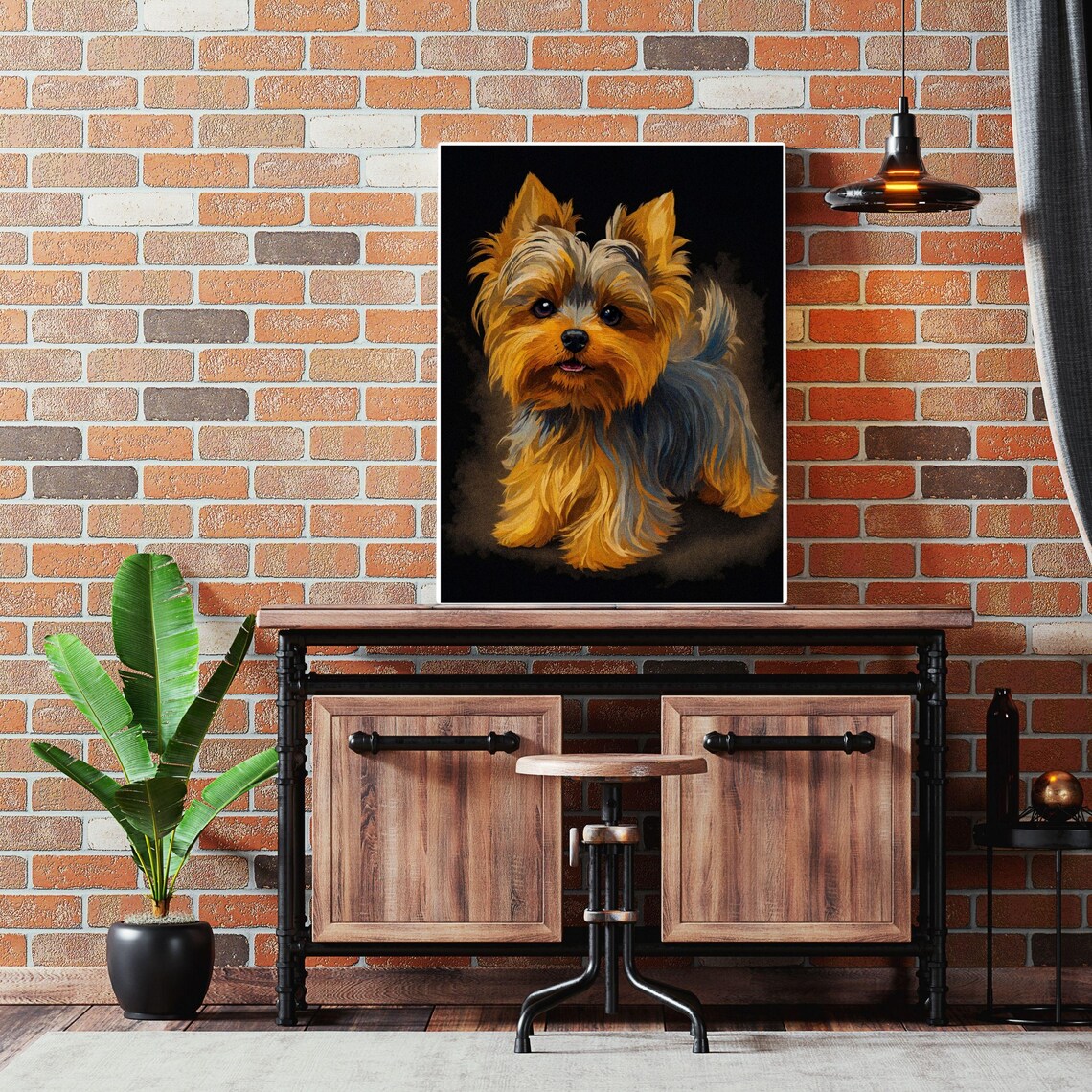 Yorkshire Terrier Puppy Golden Tan Black Background Portrait Poster - Image 7