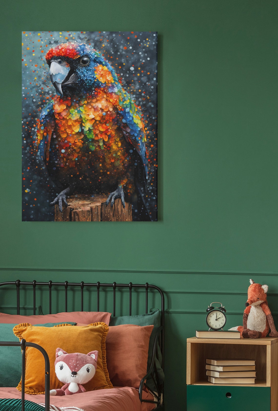 Parrot Portrait Photo Print Colorful Parrot Painting Print Parrot Art Bird Wall Art Wild Parrot Rain Art Print Animal Art Poster - Image 4