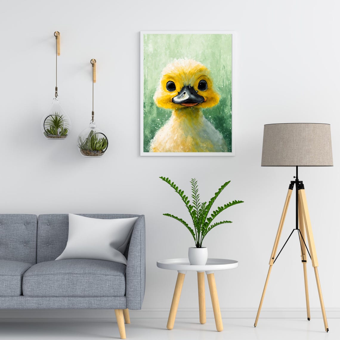 Cute Duckling Painting Art Print Baby Duck Portrait Yellow Duckling Art Kids Room Decor Nursery Wall Art Animal Lover Gift 8x10 24x36 - Image 2