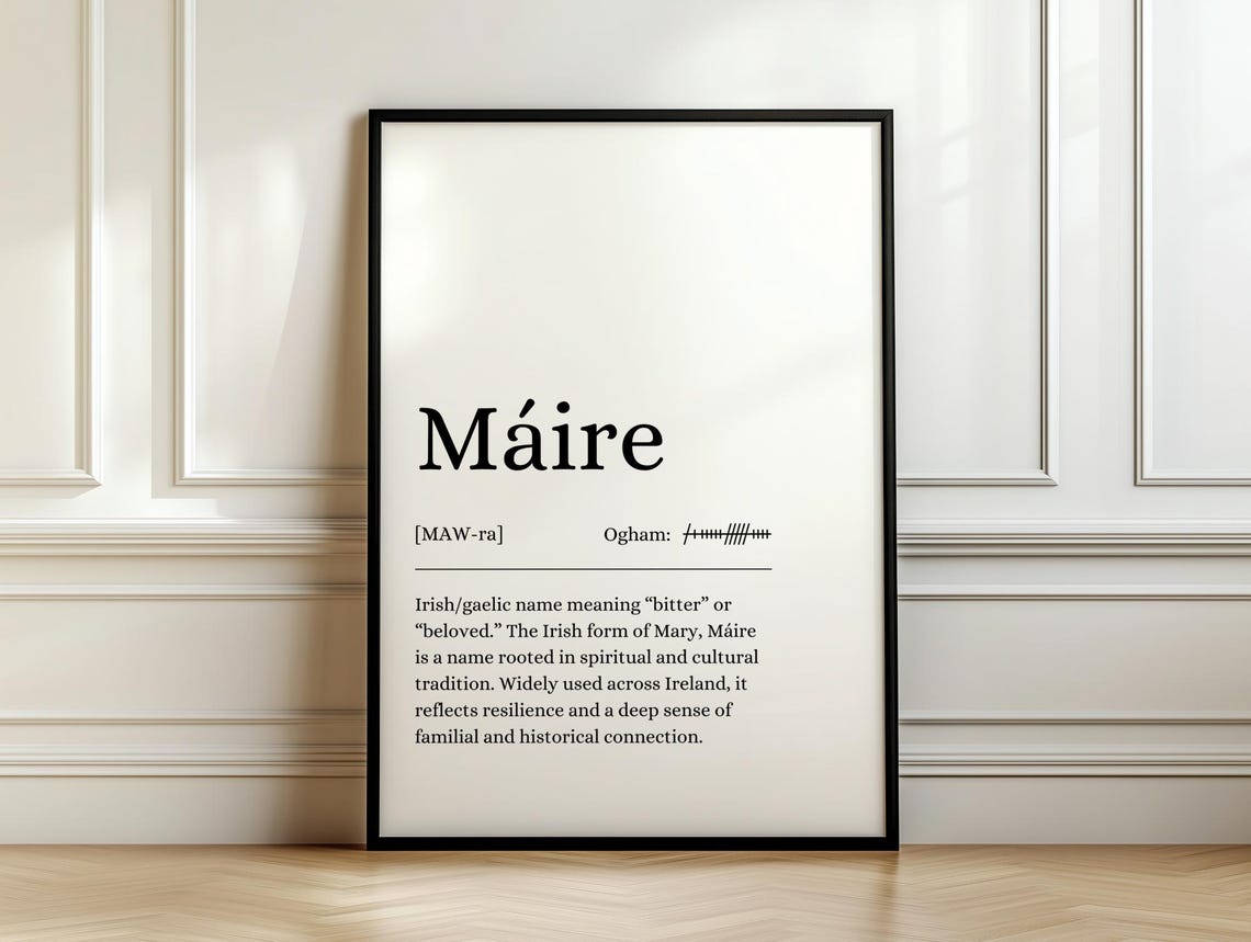 Maire Irish Gaelic Name Definition Beloved Mary Meaning Poster