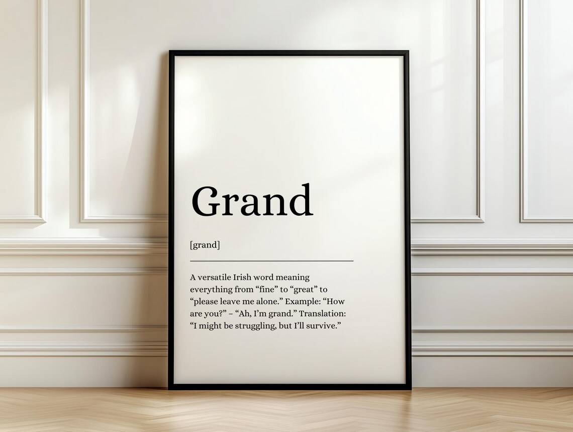 Grand Irish Slang Funny Humor Definition Dictionary Poster Gift