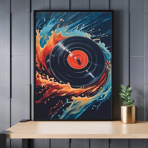 Abstract Vinyl Record Art Print, Music Decor
