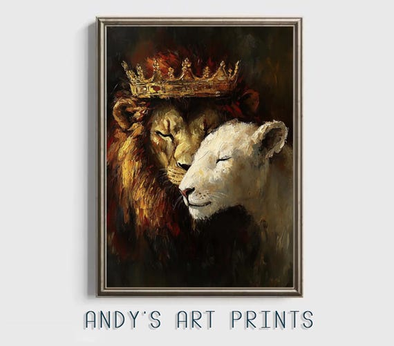 Christian Wall Art Print Religious Artwork Home Bible Art Print Poster Decor Religion Gift God Art Lion And Lamb