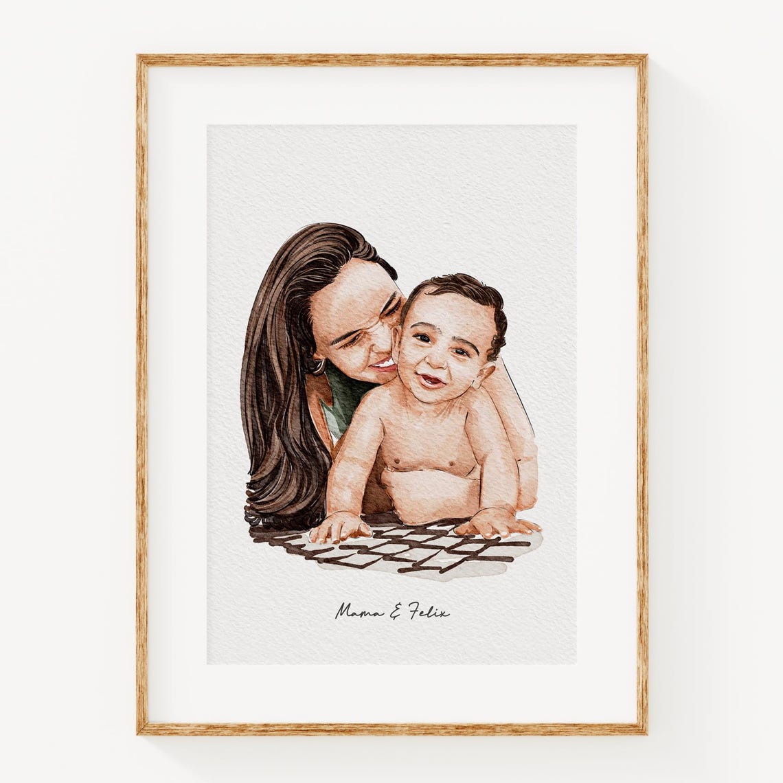 Custom Portrait Art For Mom Family Portrait From Photo My Family Drawing From Photo Custom Mothers Day Gift Watercolor Sketch
