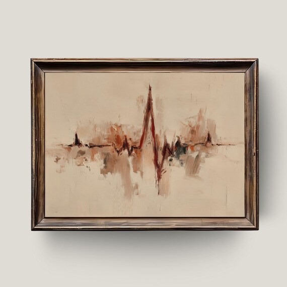Abstract Heartbeat Painting Minimalist Ekg Line Art