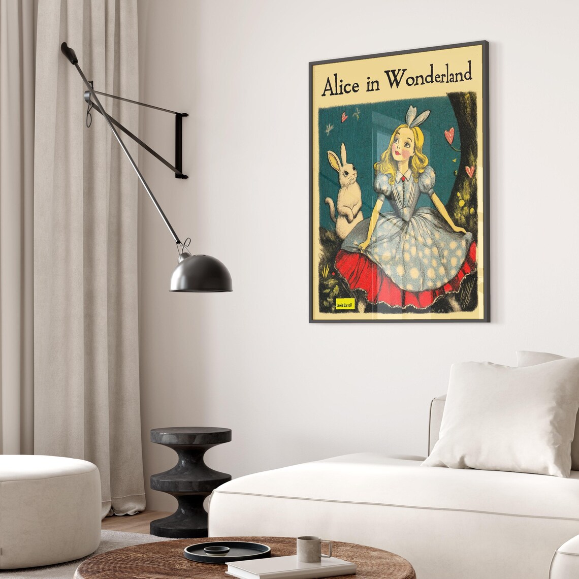 Alice In Wonderland Vintage Book Cover White Rabbit Art Poster - Image 2