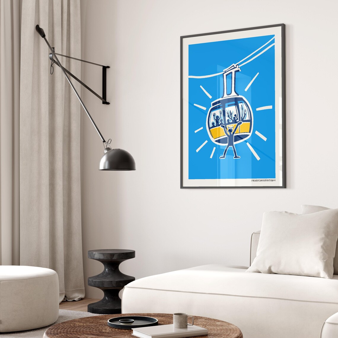 Joyful Cable Car Ski Print, Mid-Century Winter Poster - Image 2