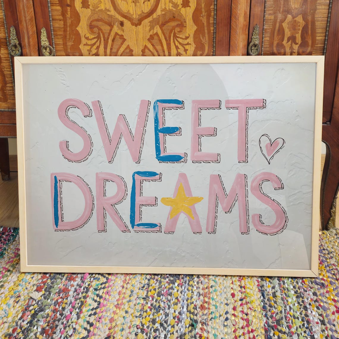 Sweet Dreams Playful Pink Nursery Lettering Bedroom Decor Poster - Image 3
