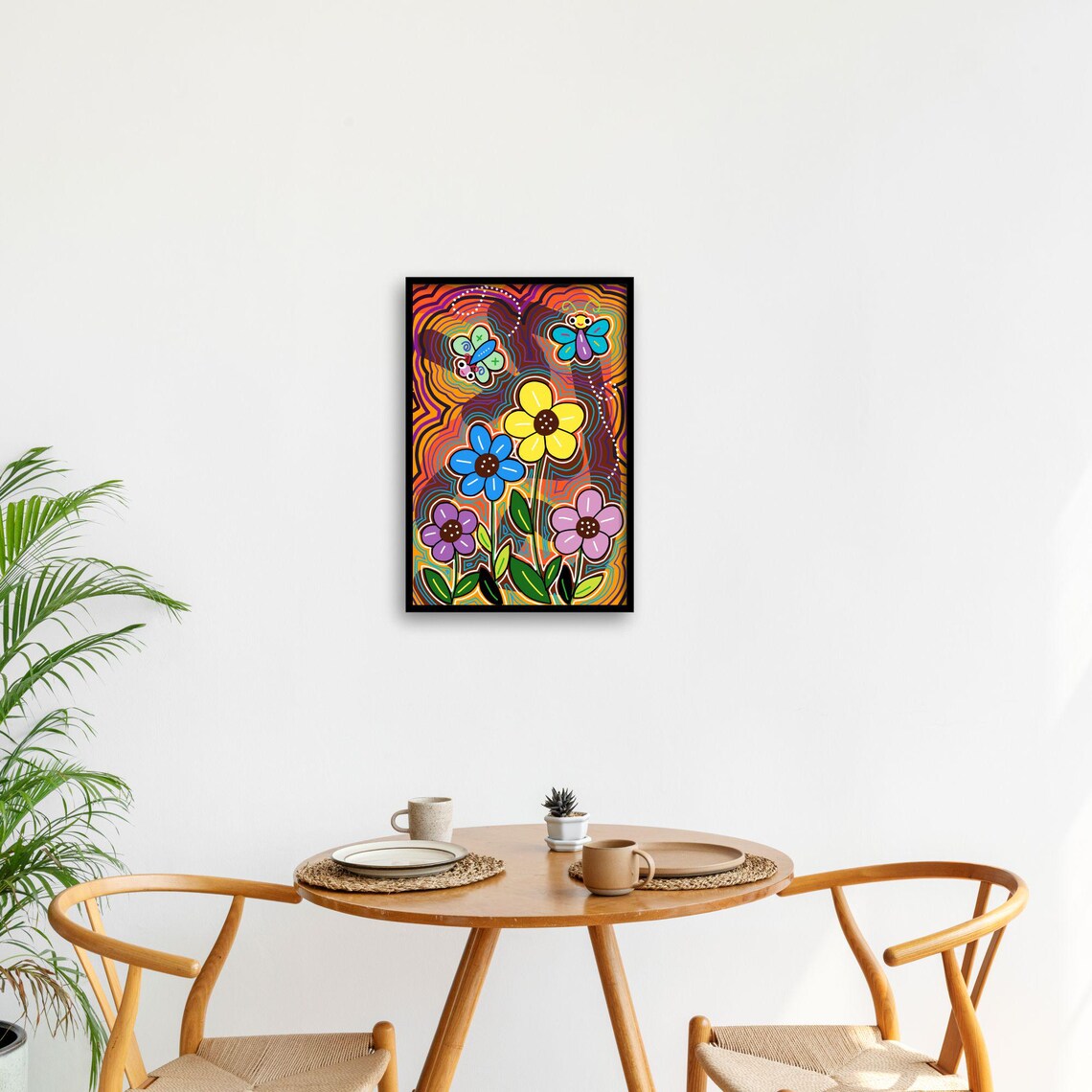Whimsical Flower Art, Psychedelic Butterfly Poster - Image 3
