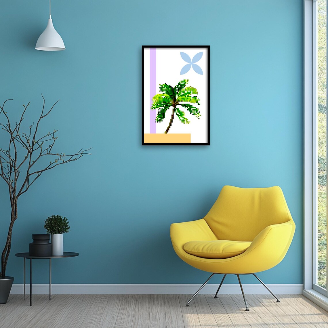 Retro Pixel Palm Tree Art Print, Modern Botanical - Image 2