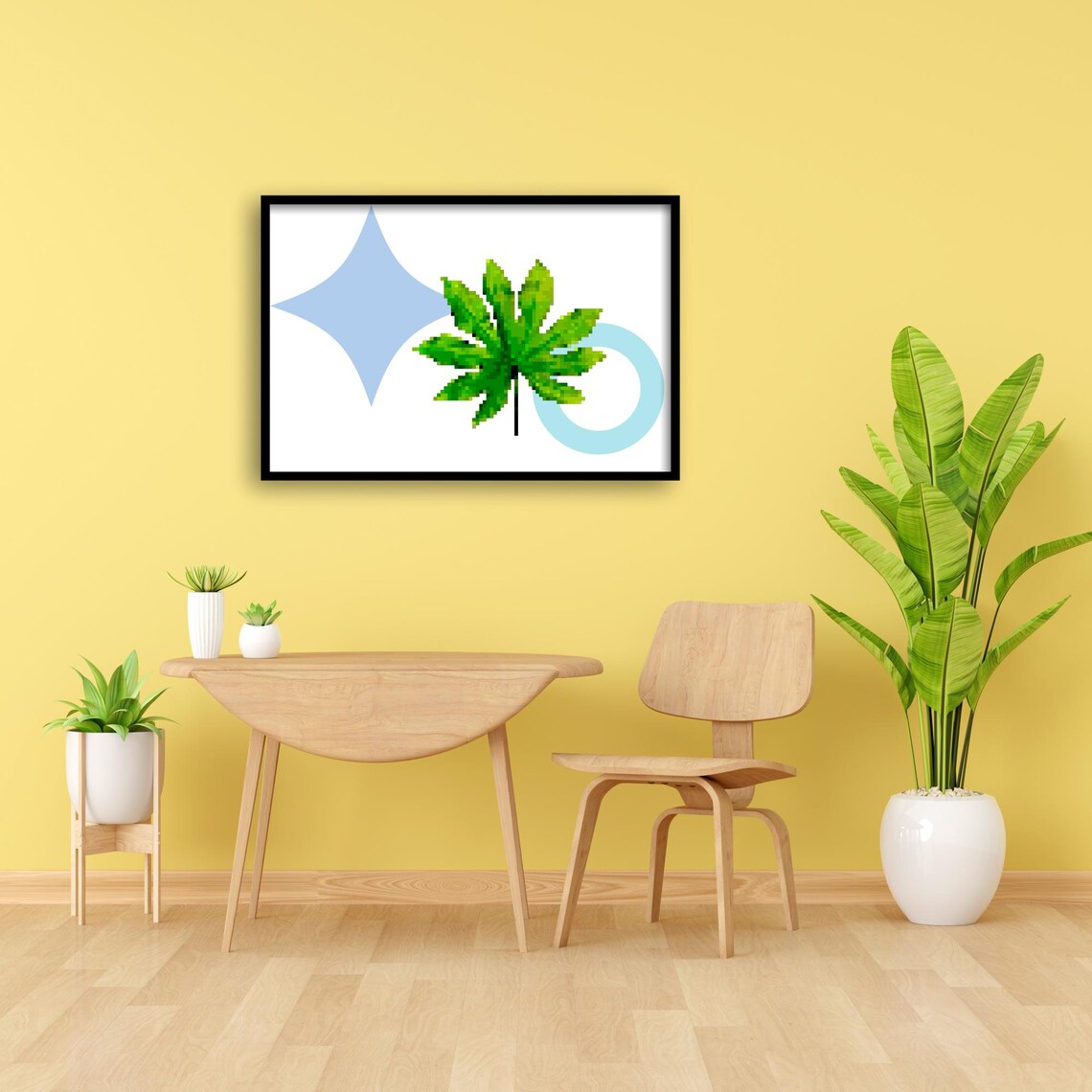 Pixel Pop Art Tropical Leaf Geometric Retro Game Style - Image 2