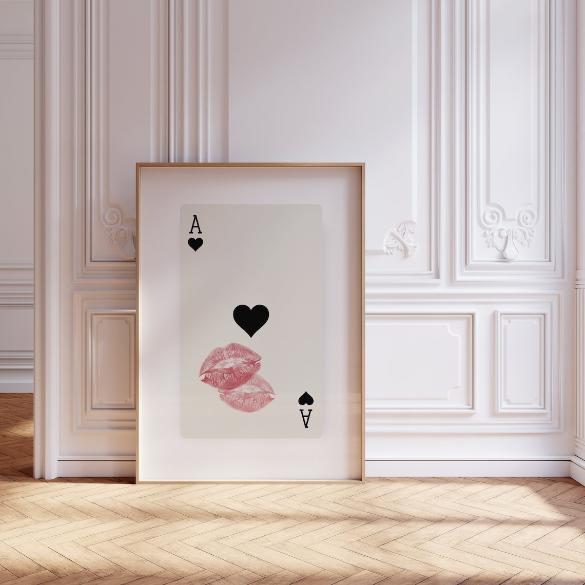 Ace Of Hearts Retro Kiss Lips Art Print - Image 2