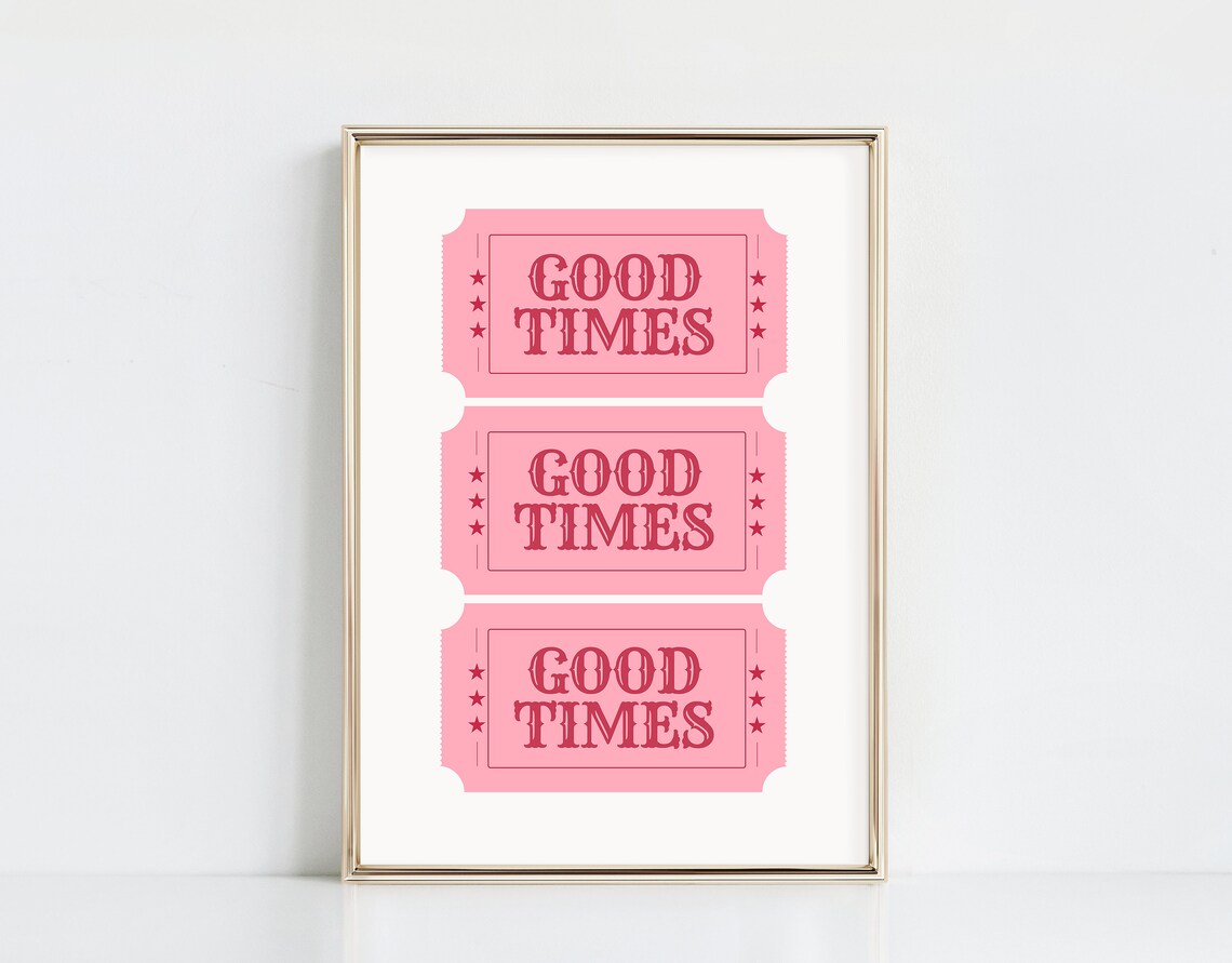 Good Times Ticket, Preppy Coastal Art Print - Image 3