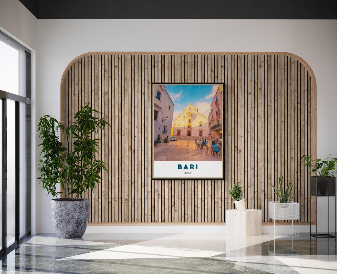 Bari Italy Piazza Cathedral Warm Sunset Street Cafe Photo Travel Poster - Image 2