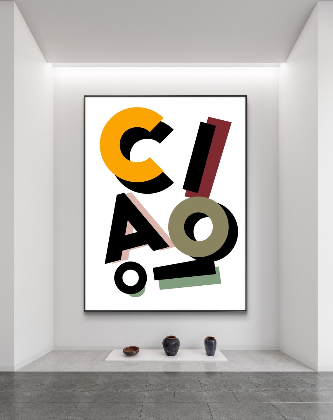 Ciao Retro Overlapping Letters Bold Colorful Modern Art Poster