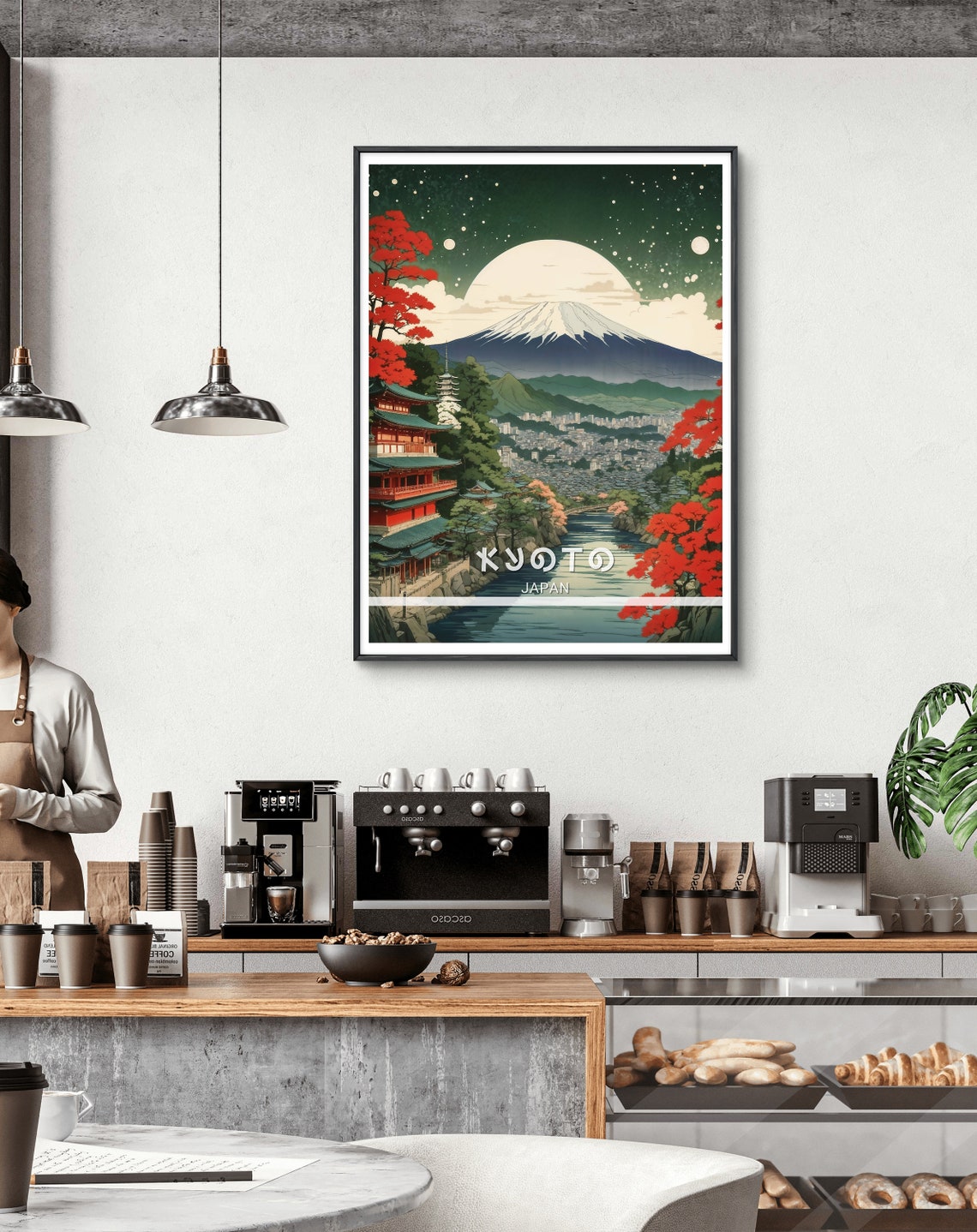 Kyoto Poster Stunning Art Print Of Kyotos Historic Streets And Majestic Mount Fuji In The Rain Perfect Wall Decor - Image 3