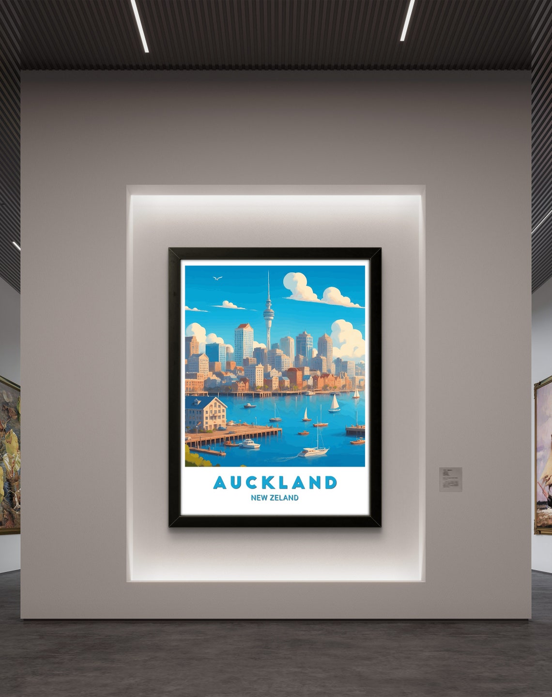 Auckland Sky Tower Harbor Sails New Zealand Cityscape Poster - Image 3