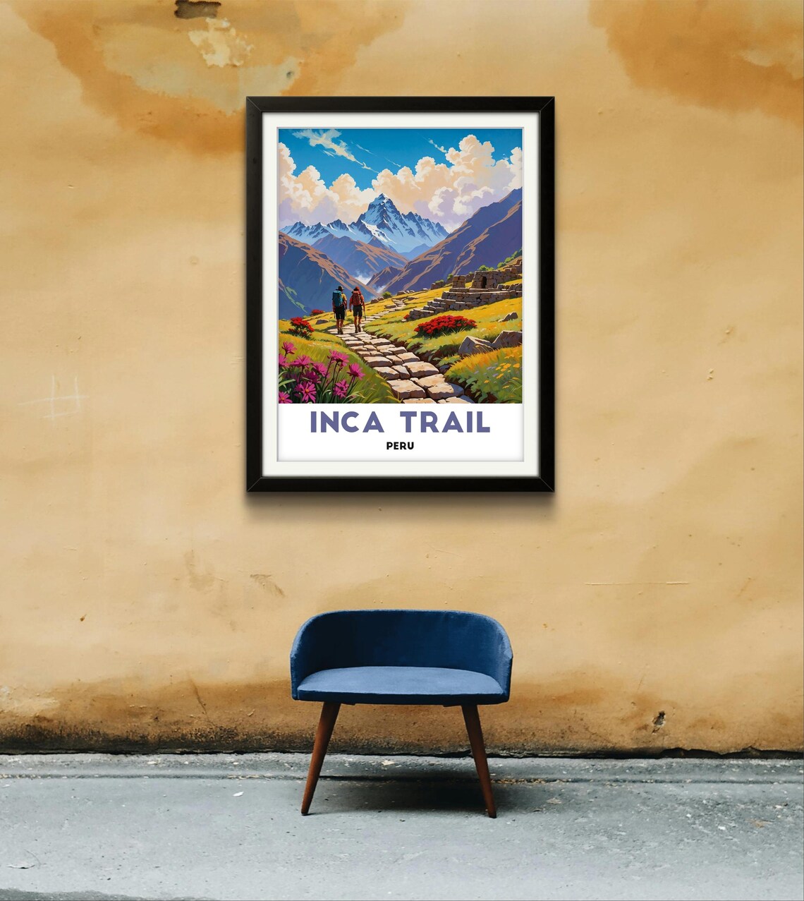 Inca Trail Peru Mountain Trekking Adventure Hikers Travel Poster