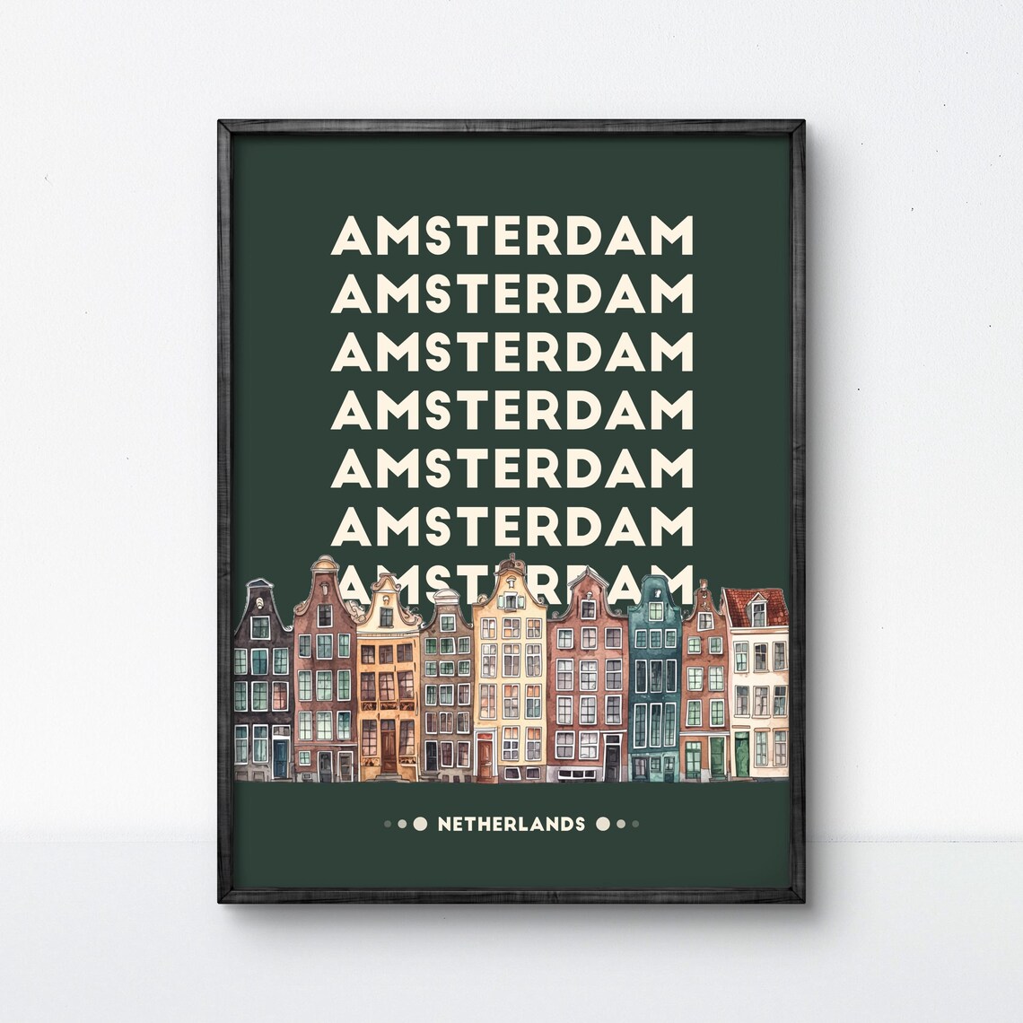 Amsterdam Poster, Dutch Canal Houses Travel Poster - Image 2