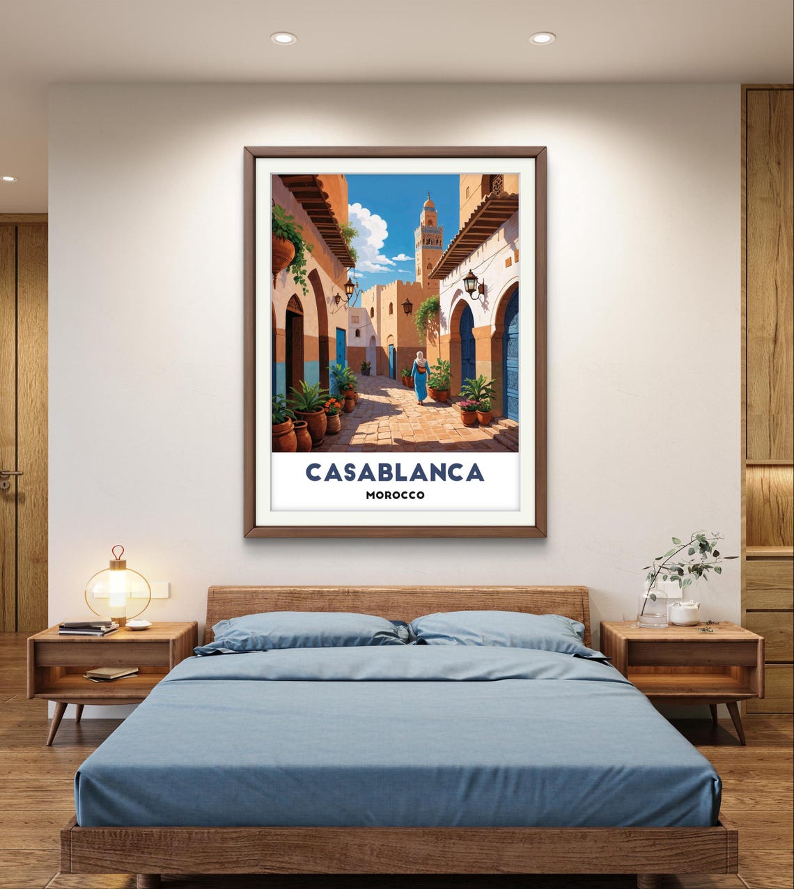 Casablanca Morocco Old Town Street Minaret Travel Art Poster - Image 4