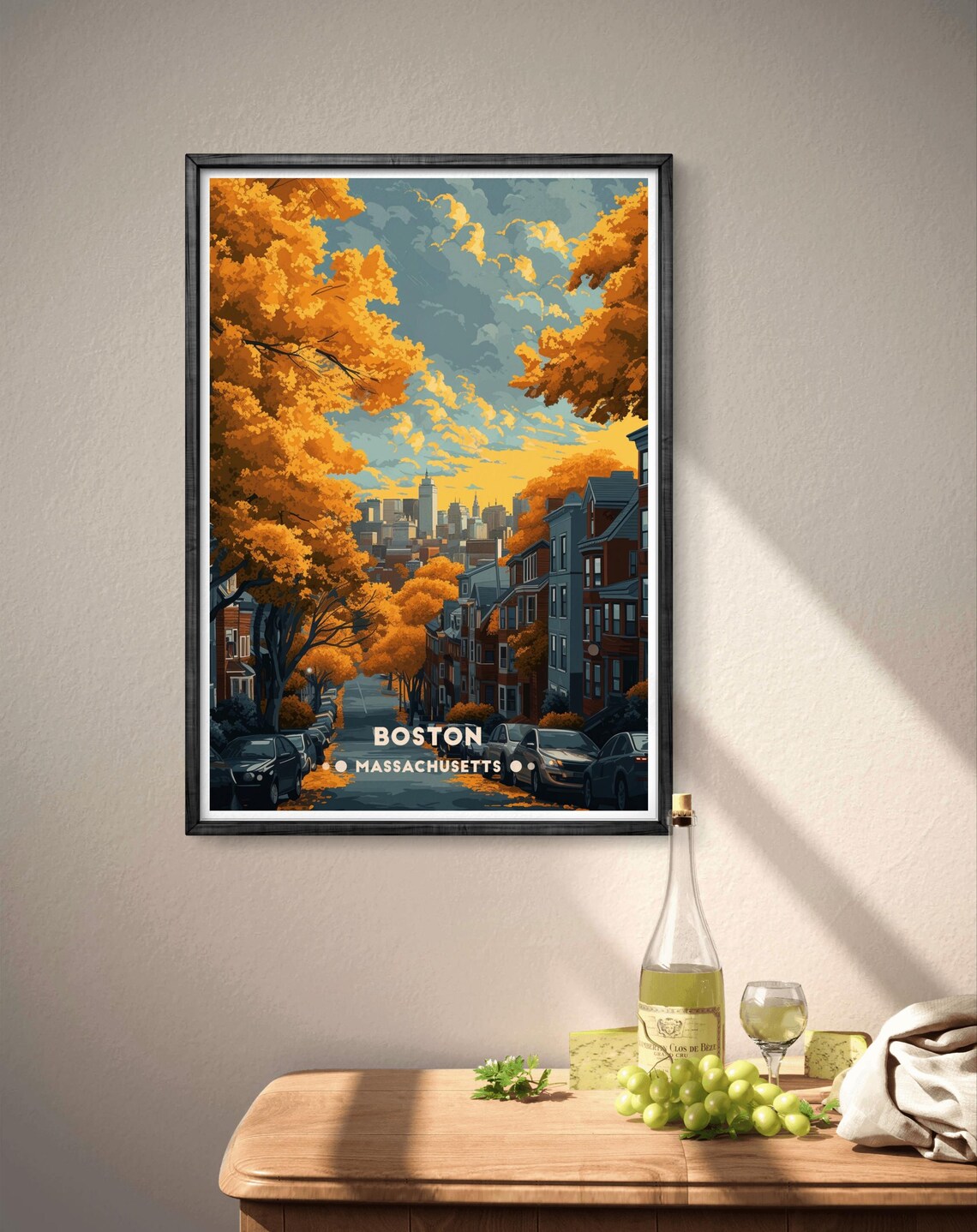 Boston Autumn Skyline, Vintage Travel Poster - Image 2