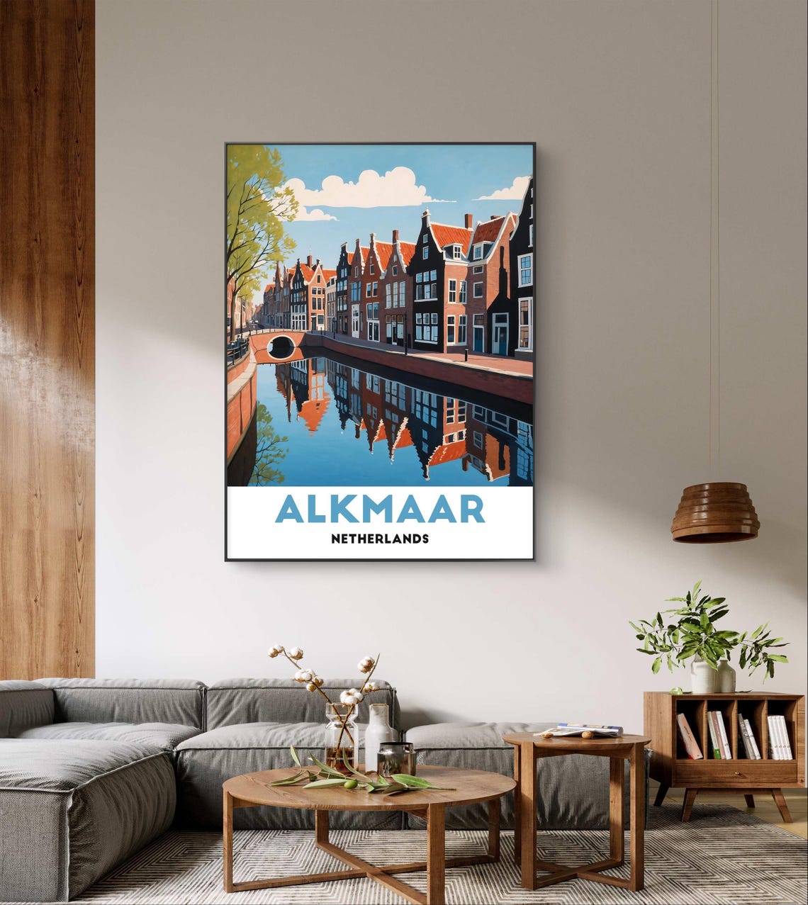 Alkmaar Netherlands Canal With Gabled Houses Reflection Travel Poster - Image 2