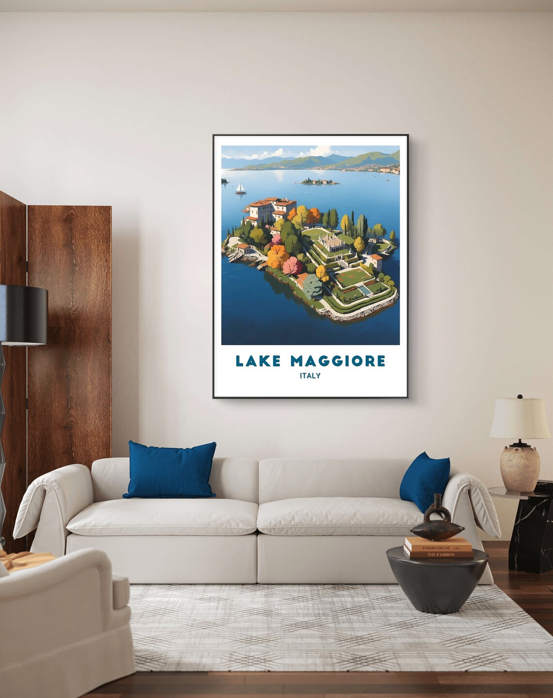 Lake Maggiore Italy Island Garden Aerial Illustration Poster - Image 2