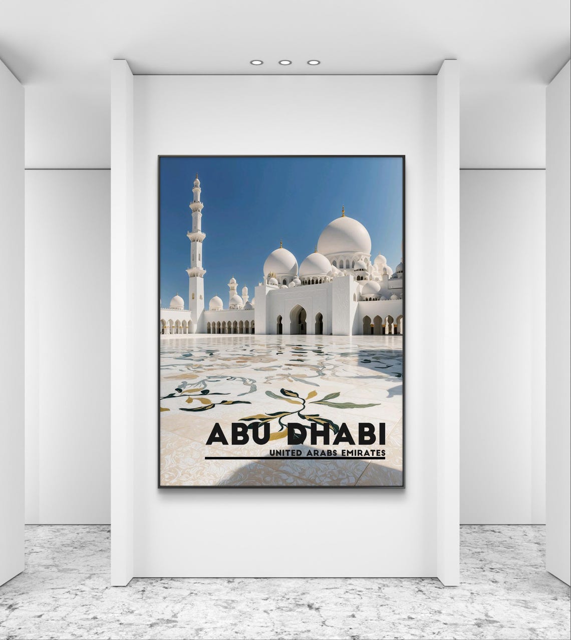 Abu Dhabi Grand Mosque White Marble Courtyard UAE Travel Poster - Image 3