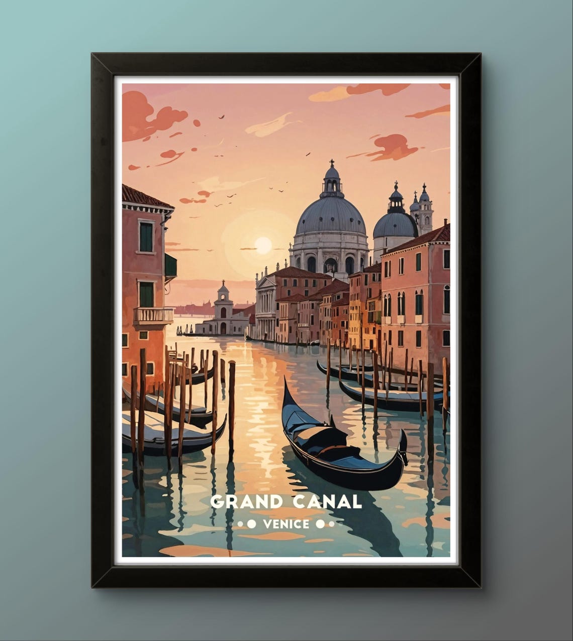 Venice Grand Canal Gondolas Sunset Salute Basilica Water Poster - Image 4