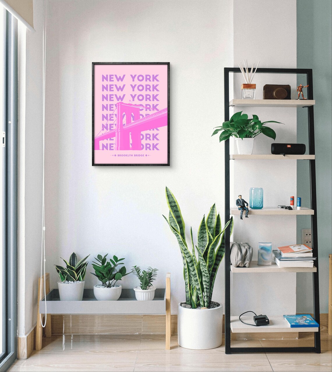 New York Brooklyn Bridge Poster, NYC Cityscape Decor