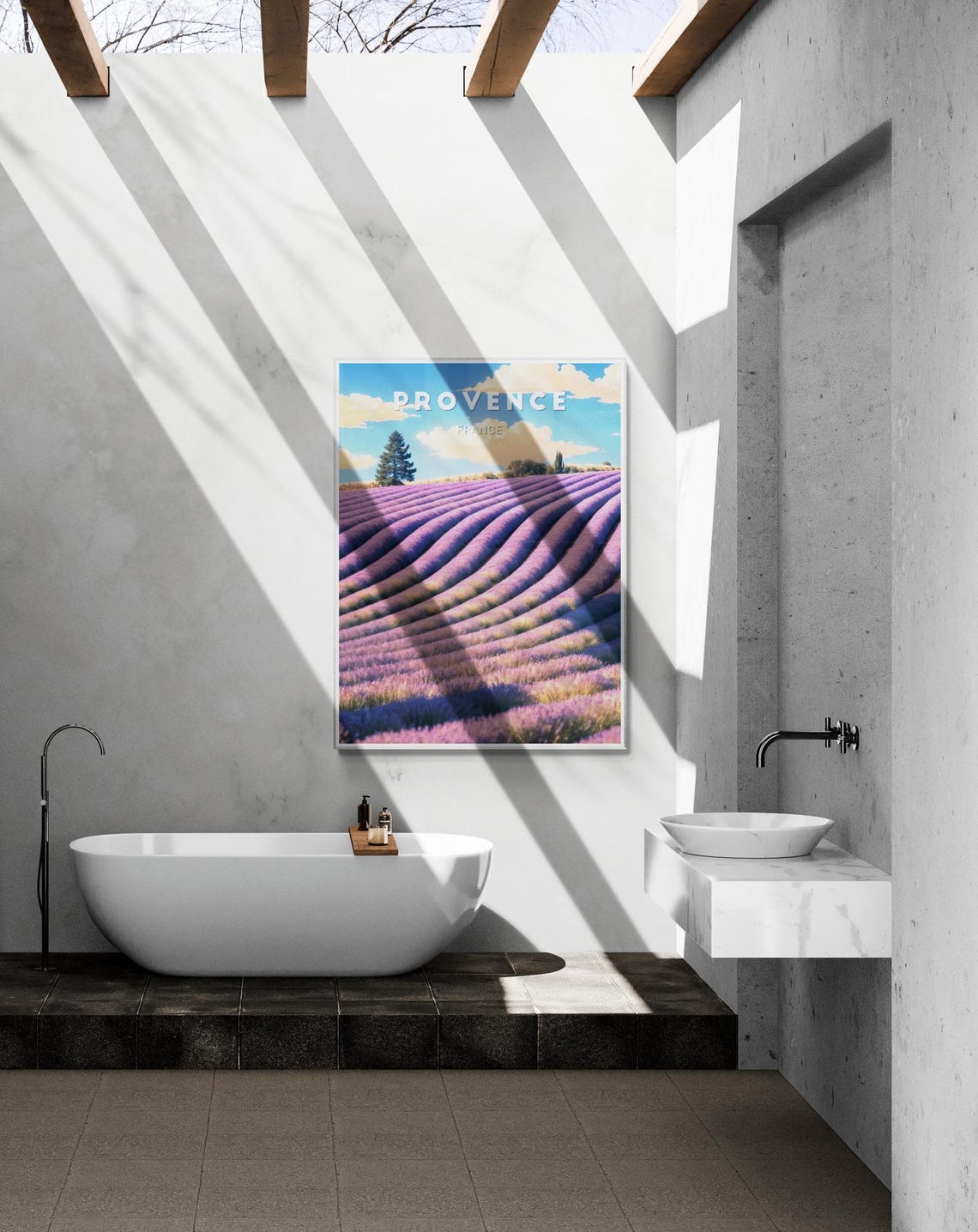 Provence France Lavender Field Rolling Hills Summer Sunset Poster - Image 3