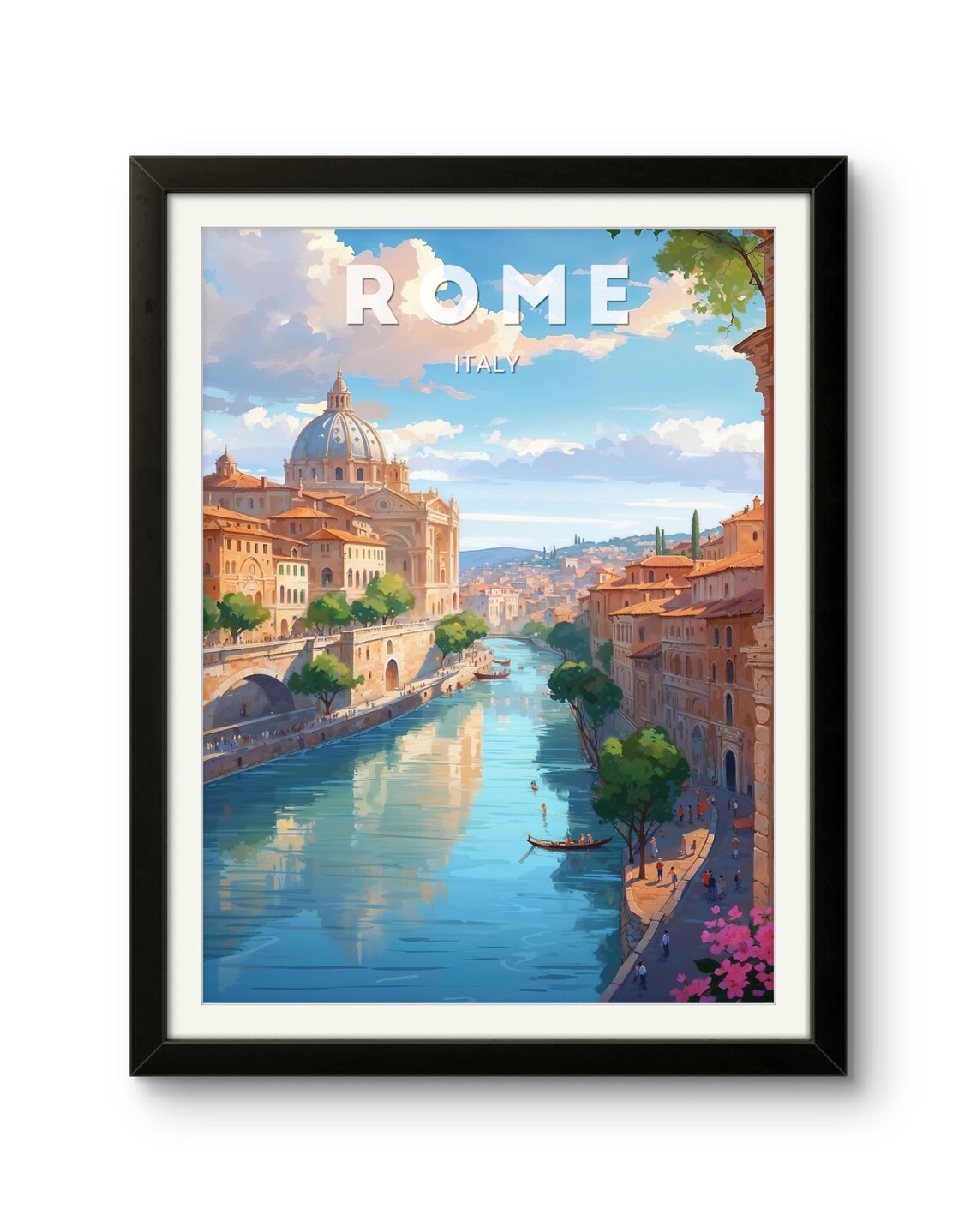 Rome Italy St Peters Basilica Tiber River Sunset Travel Poster - Image 2