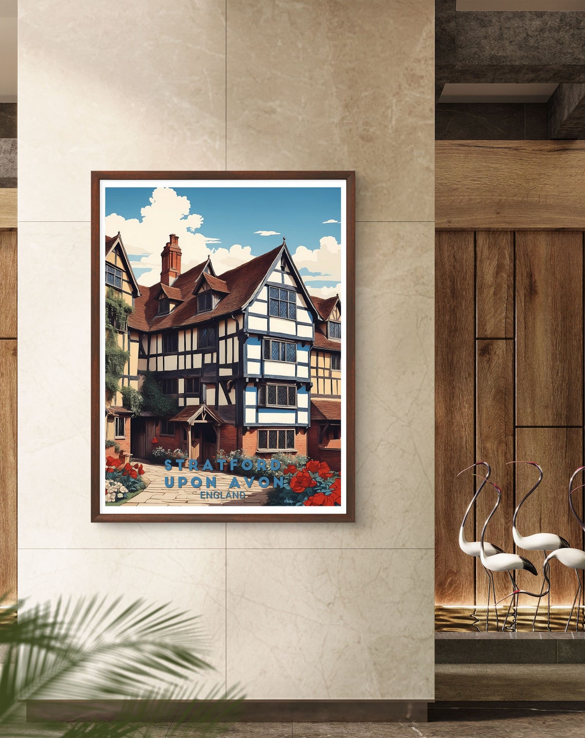 Stratford upon Avon England Tudor House Rose Garden Art Poster - Image 2